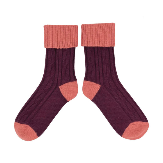 Dark Red & Orange Cashmere Slouch Socks
