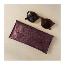  Metallic Berry Leather Double Stud Glasses Case