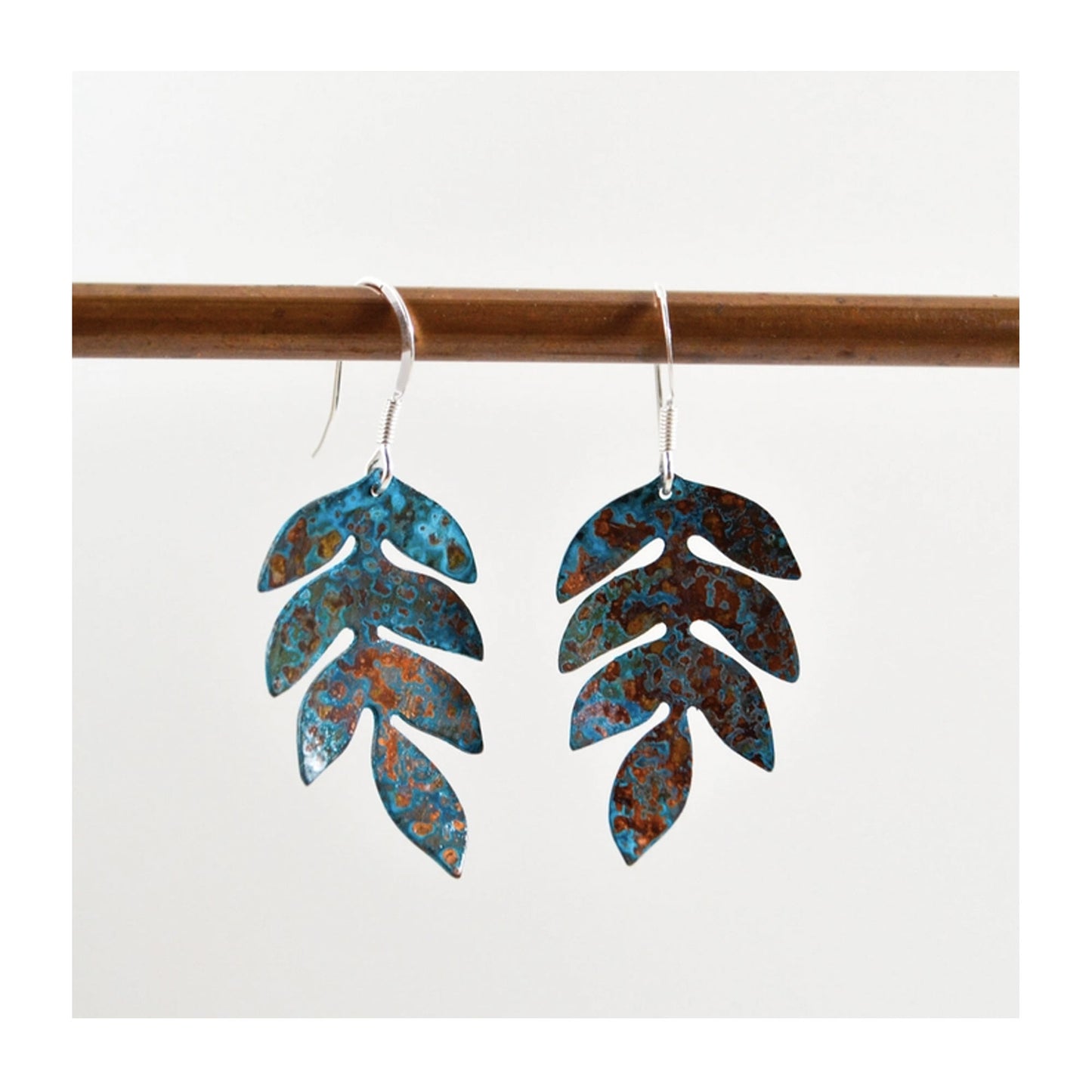 Fern Patinated Drop Earrings