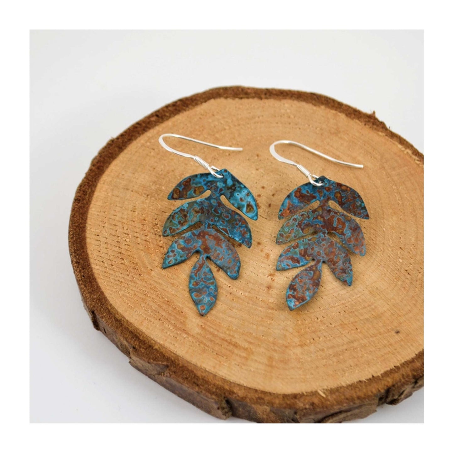 Fern Patinated Drop Earrings