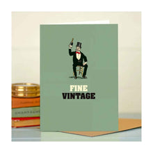  Man in top hat with a bottle of champagne, Fine Vintage greeting card
