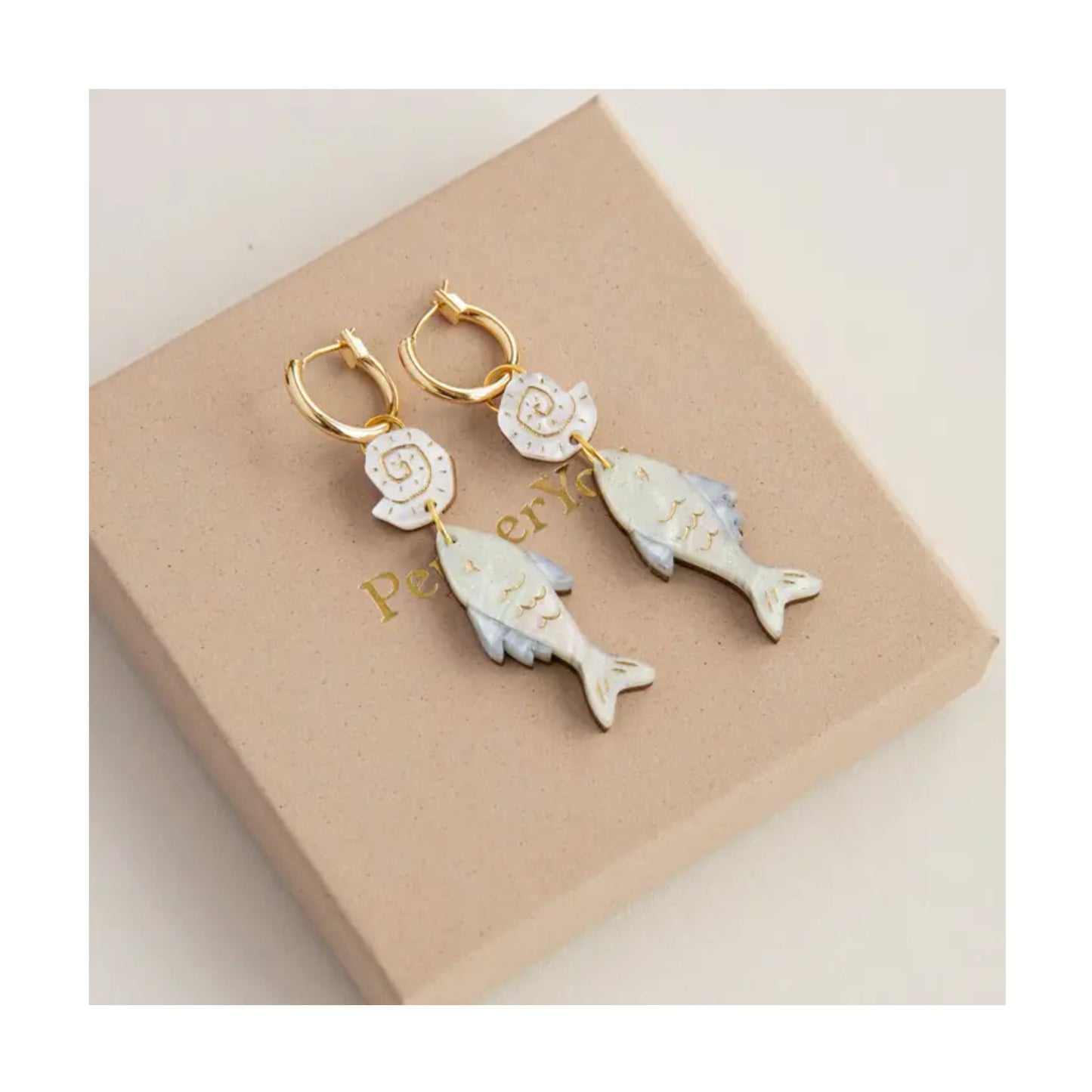 Ocean Fish & Shell Hoop Earrings