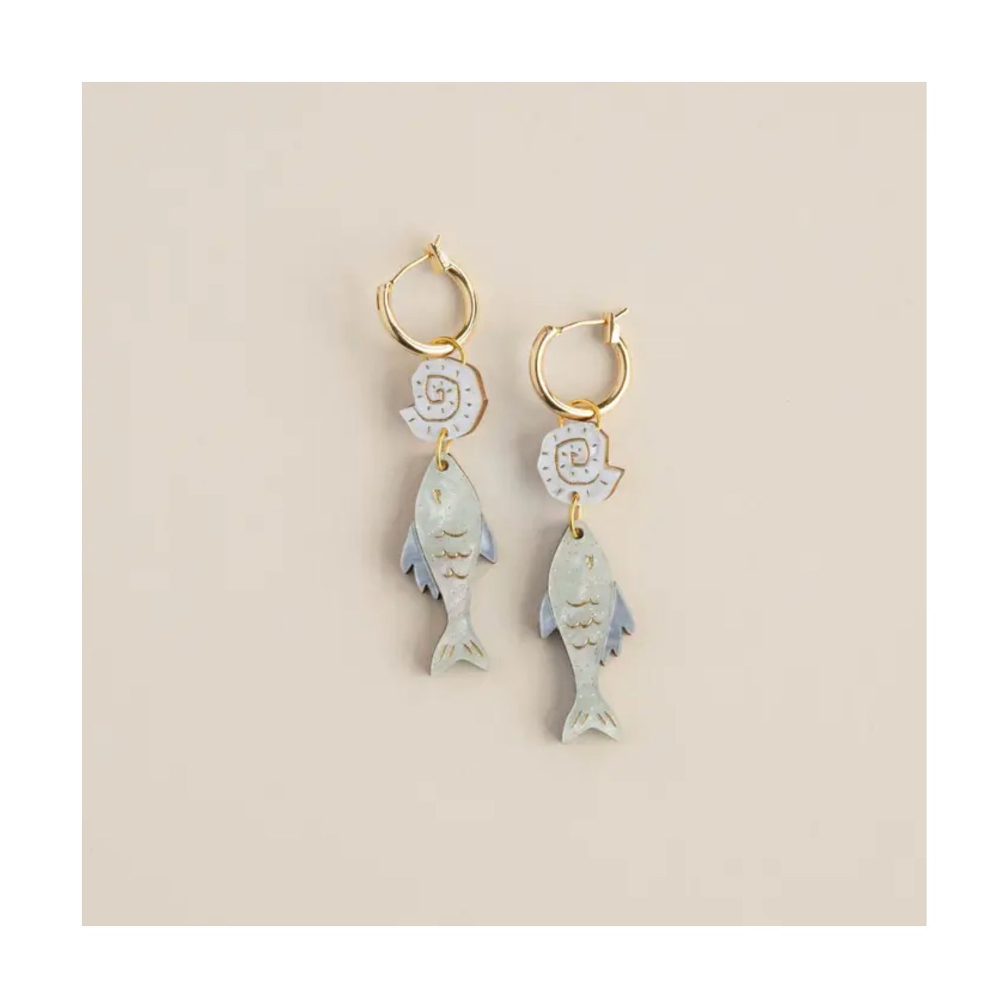 Ocean Fish & Shell Hoop Earrings