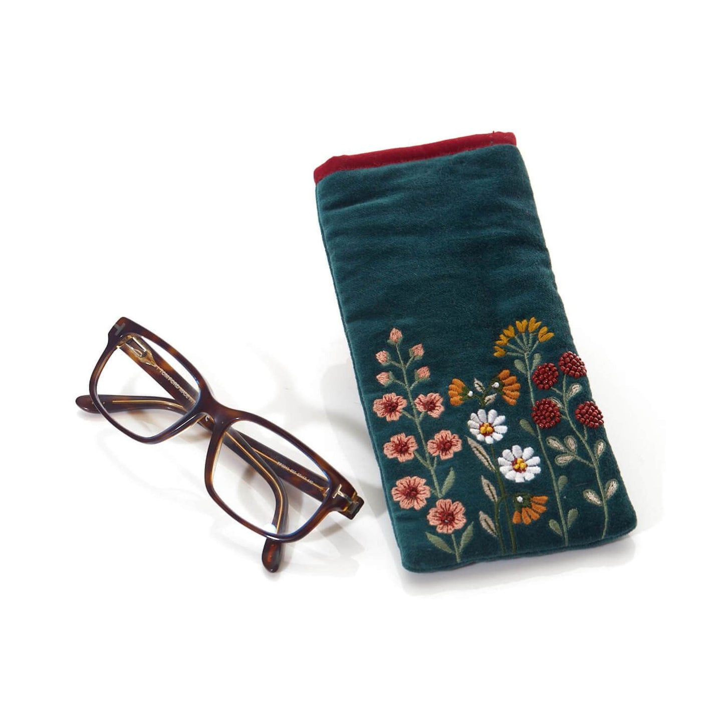 Floral Velvet Glasses Case