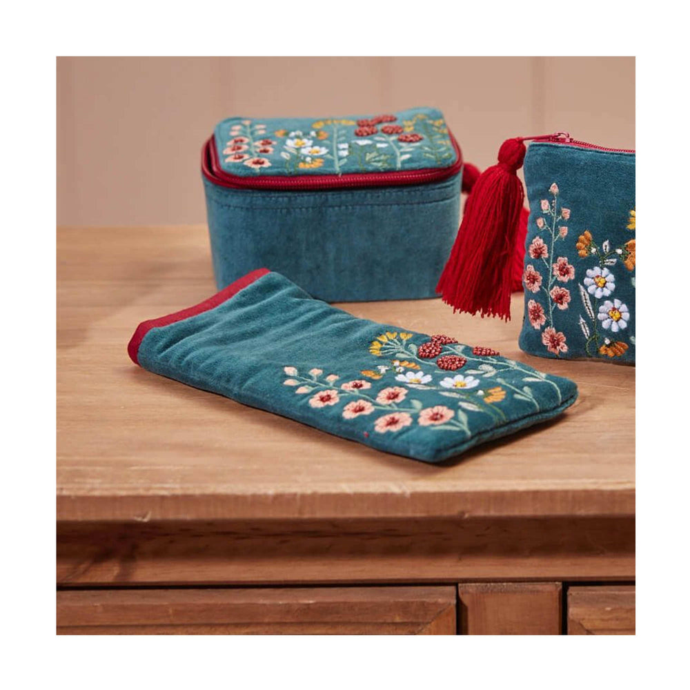 Floral Velvet Glasses Case