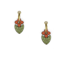  Red Folk Flower Hoop Earrings