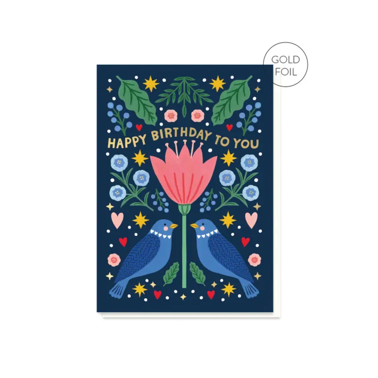 Folk Bird Pattern Birthday Card
