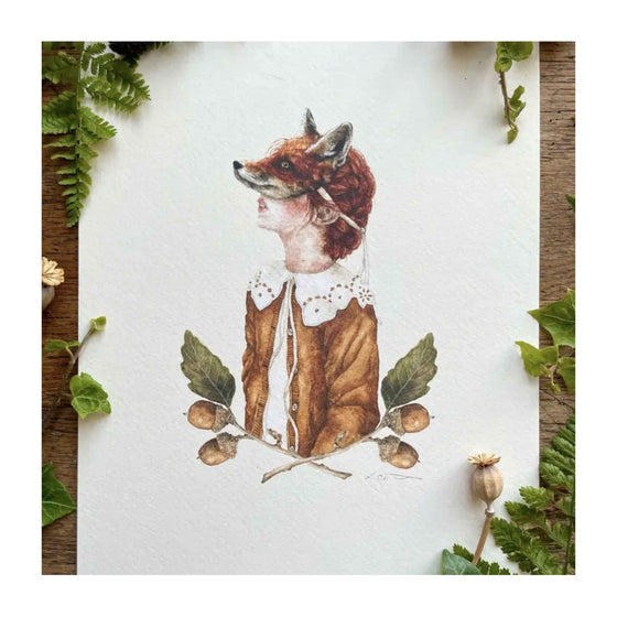 Girl in Fox Mask Print