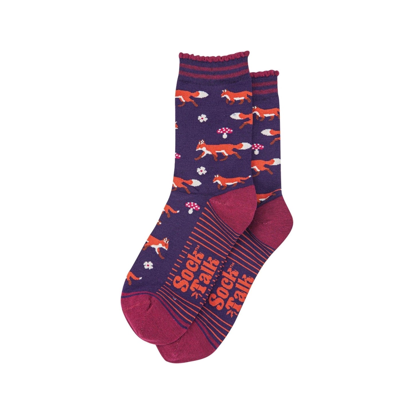 Berry Fox and Toadstool Bamboo Socks