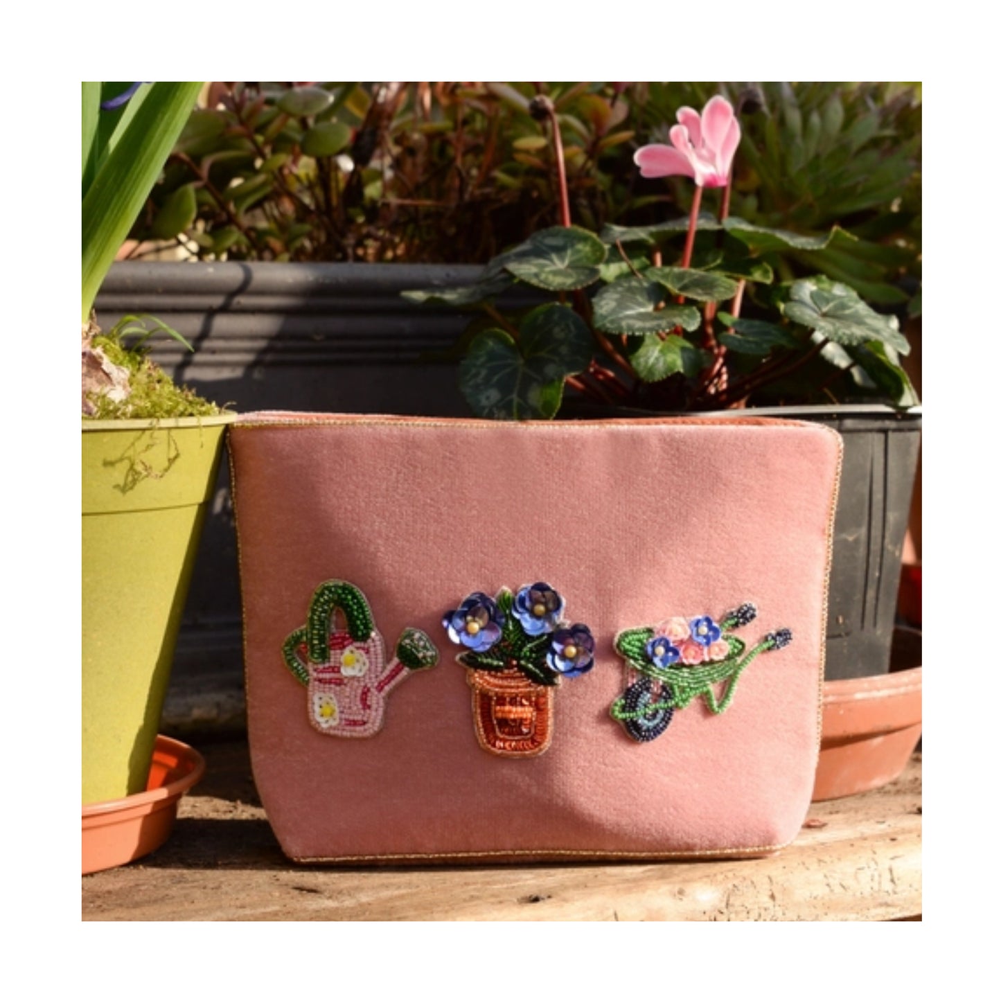 Gardening Embroidered Pouch
