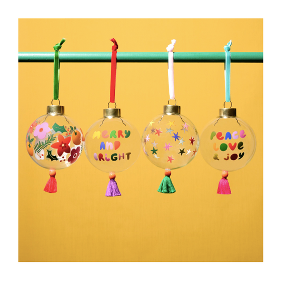 Set of 4 Glass Baubles