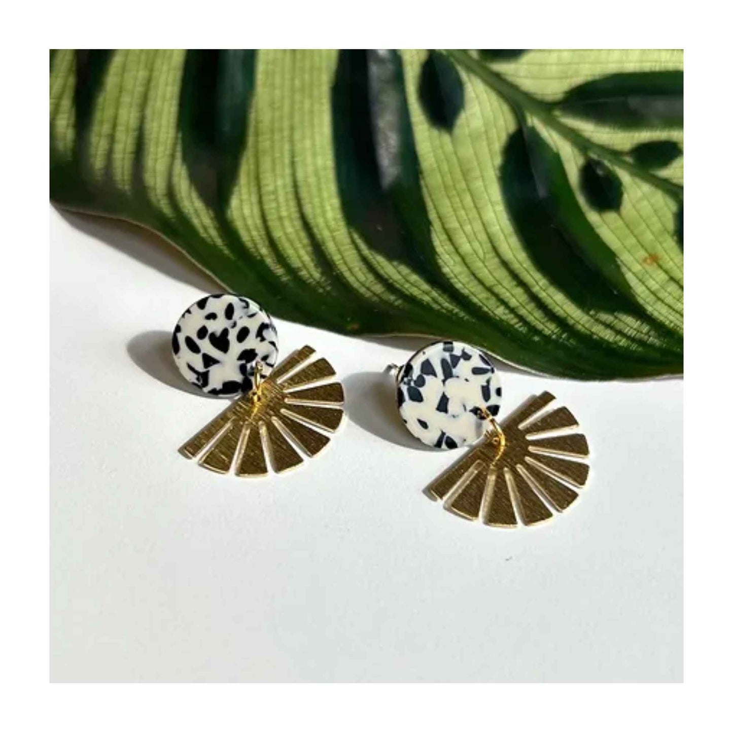 Gold Dalmatian Sun Studs