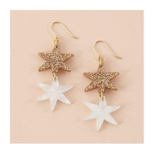  Star Dangle Earrings in Gold Glitter