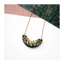  Gold & Green Branch Leaf Necklace