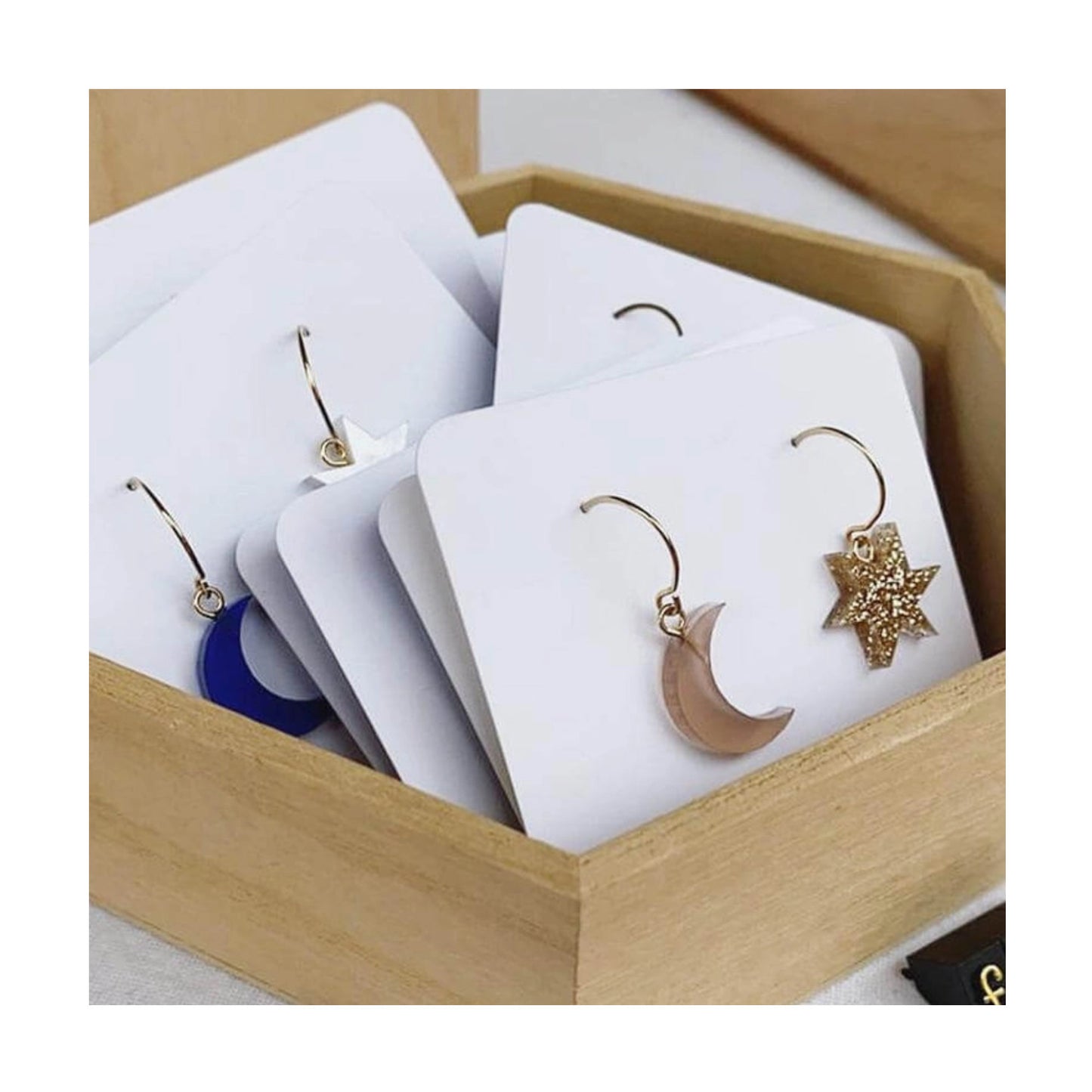 Gold Glitter & Nude Star & Moon Earrings