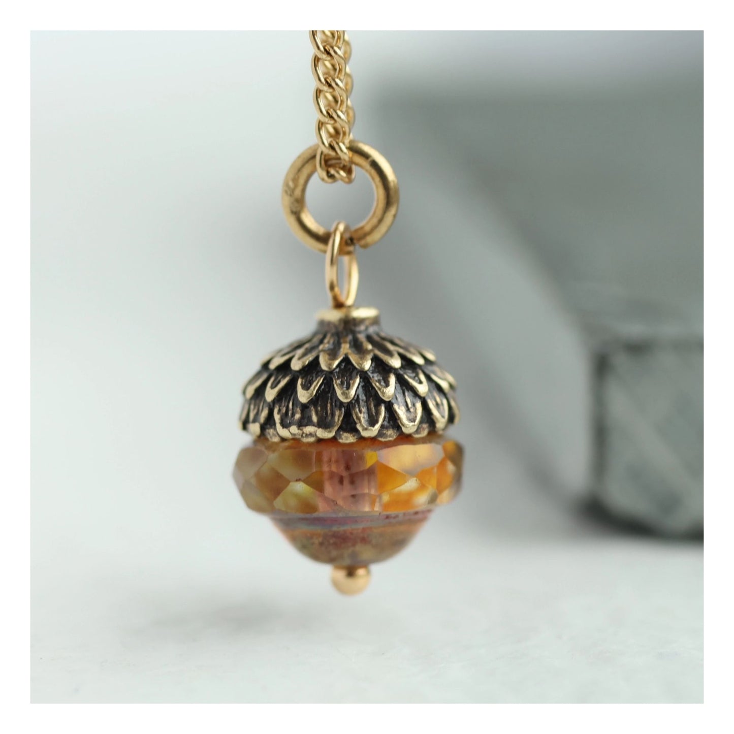 Gold & Glass Acorn Necklace