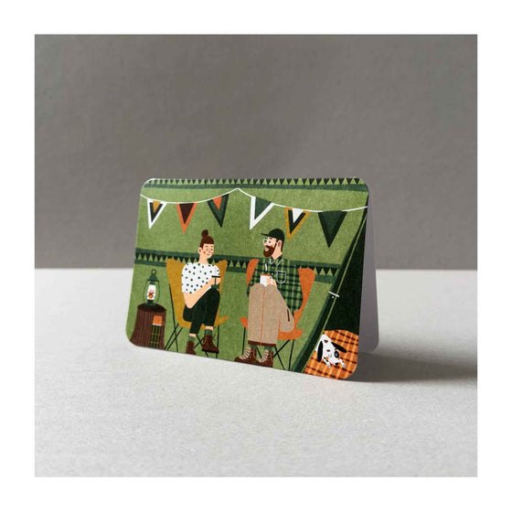 Green Tent Couple Camping Card