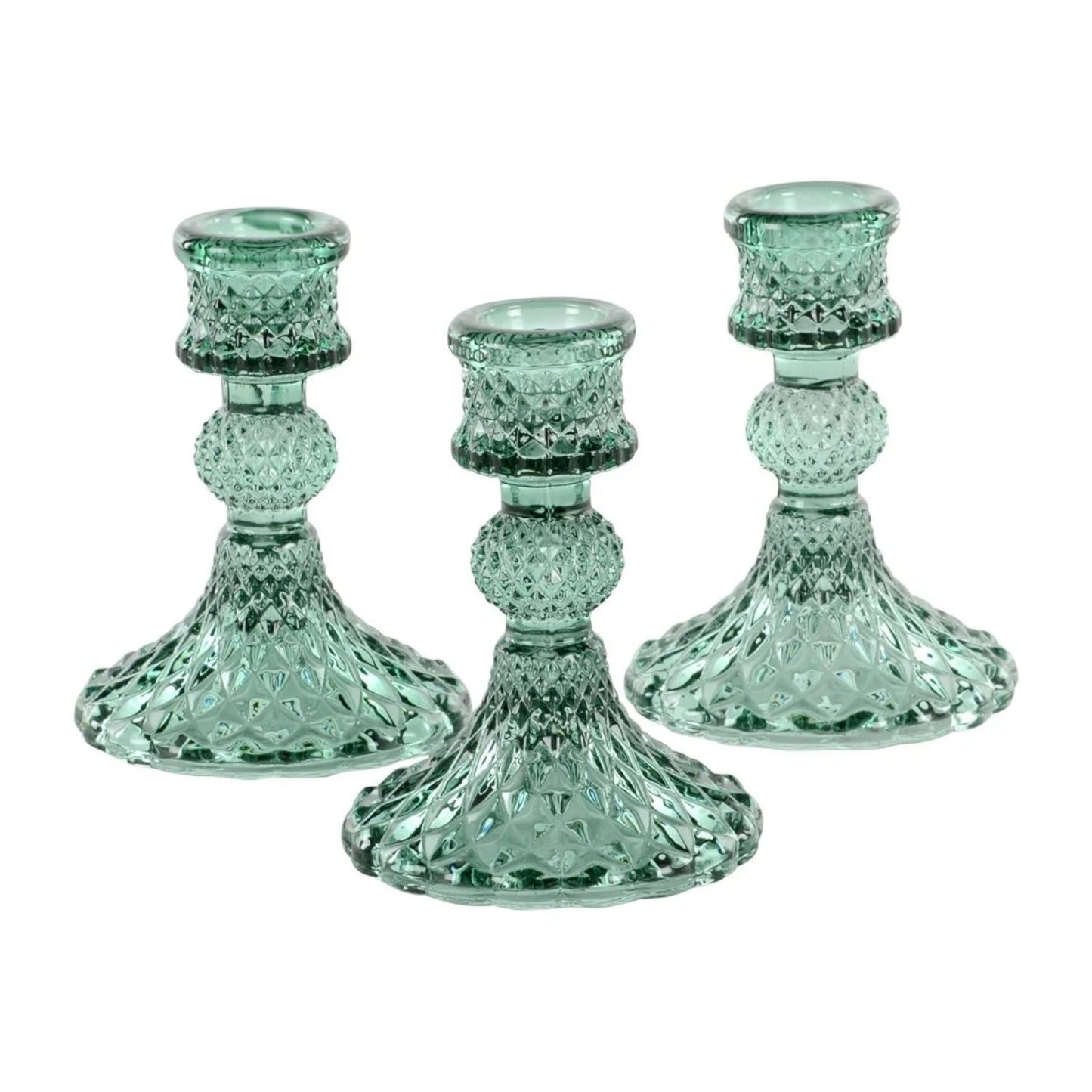 Green Harlequin Glass Candlestick