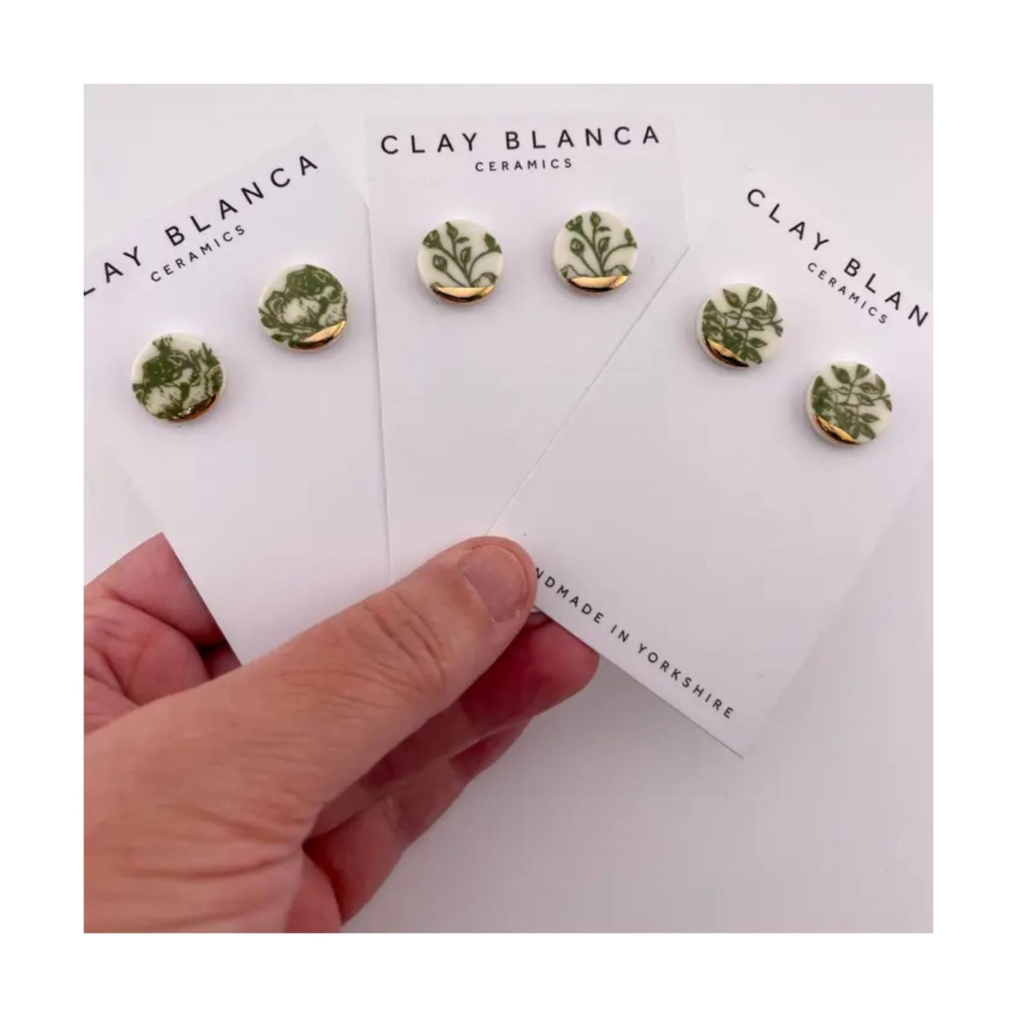 Green China Circle Studs