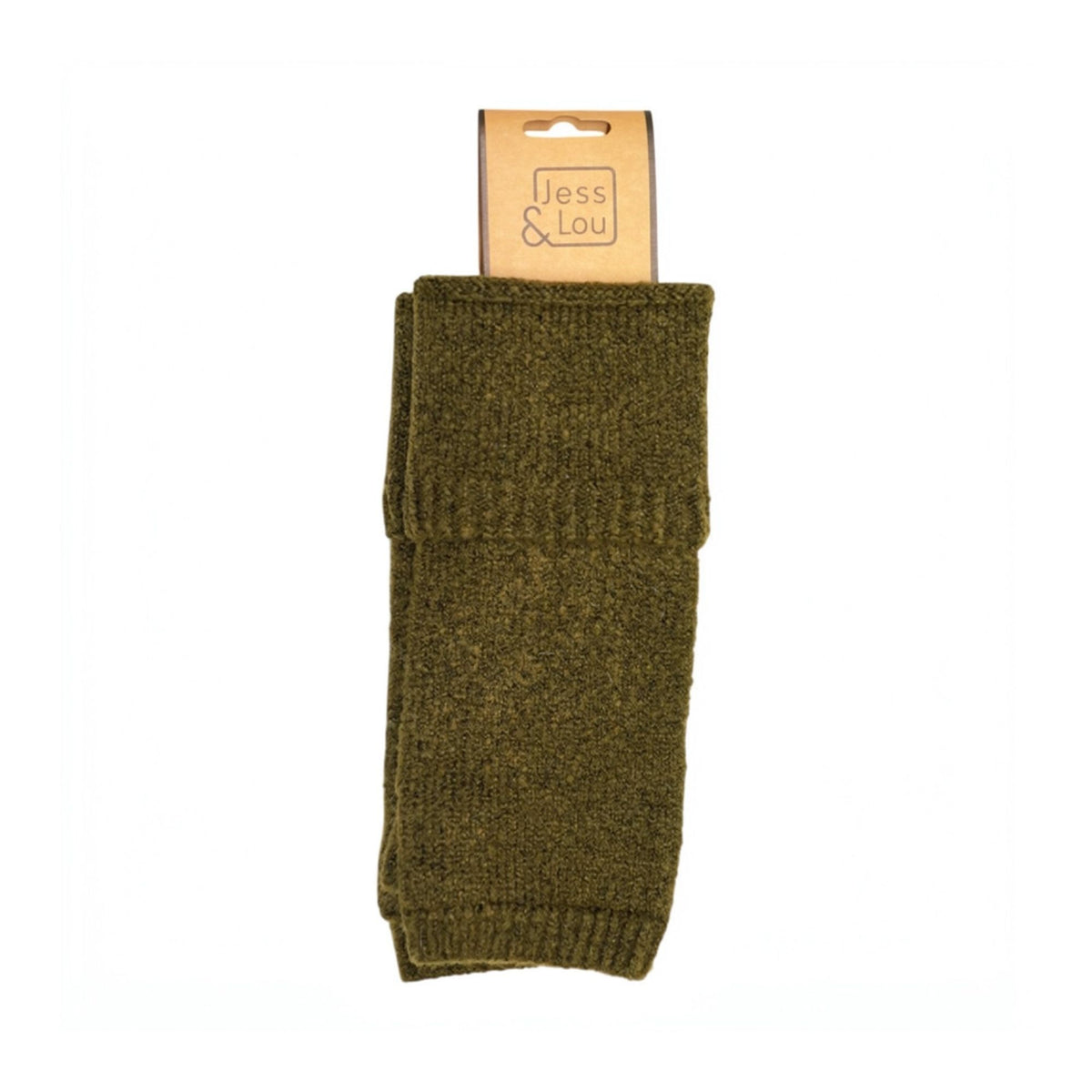 Green Double Cuff Fingerless Gloves