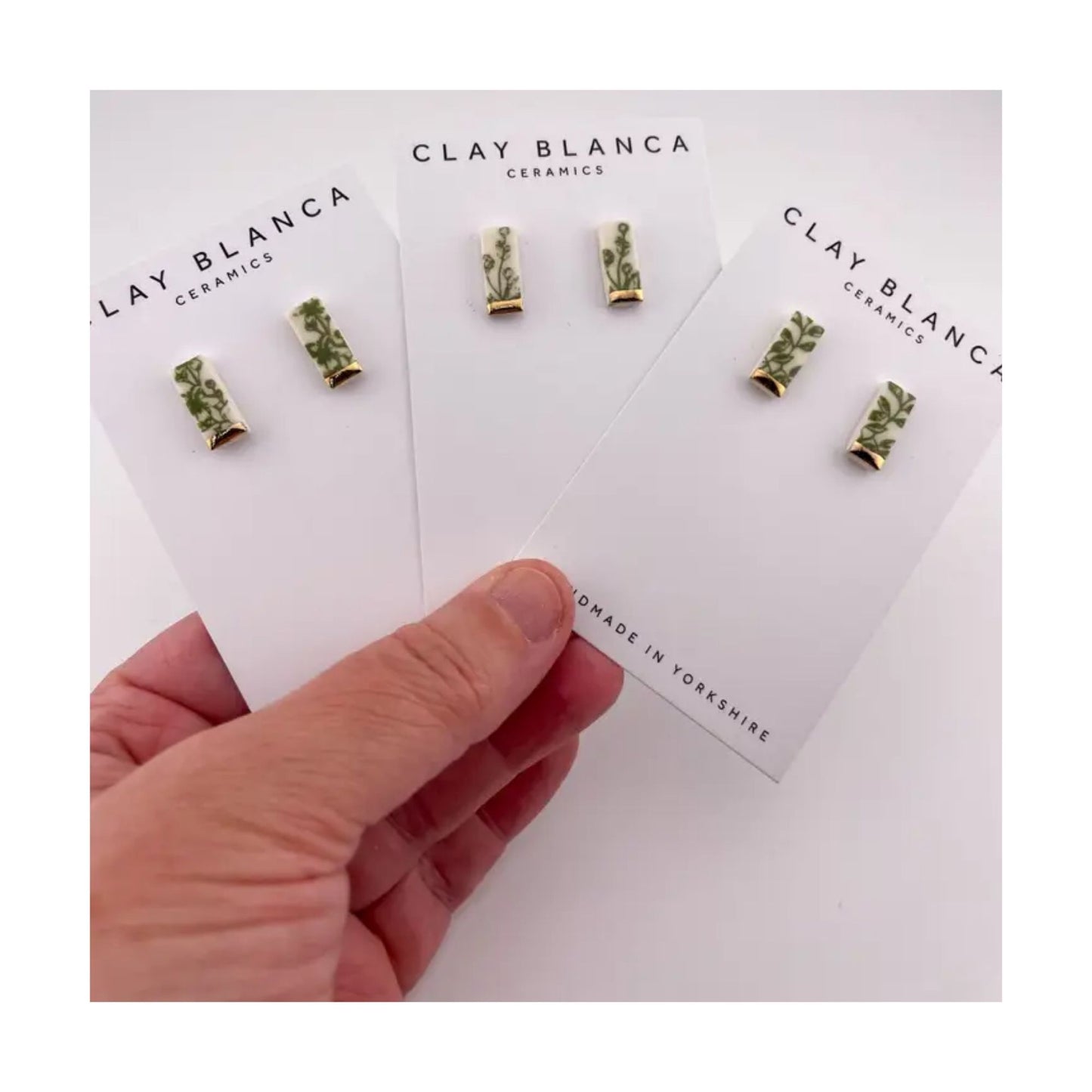 Green China Rectangle Studs