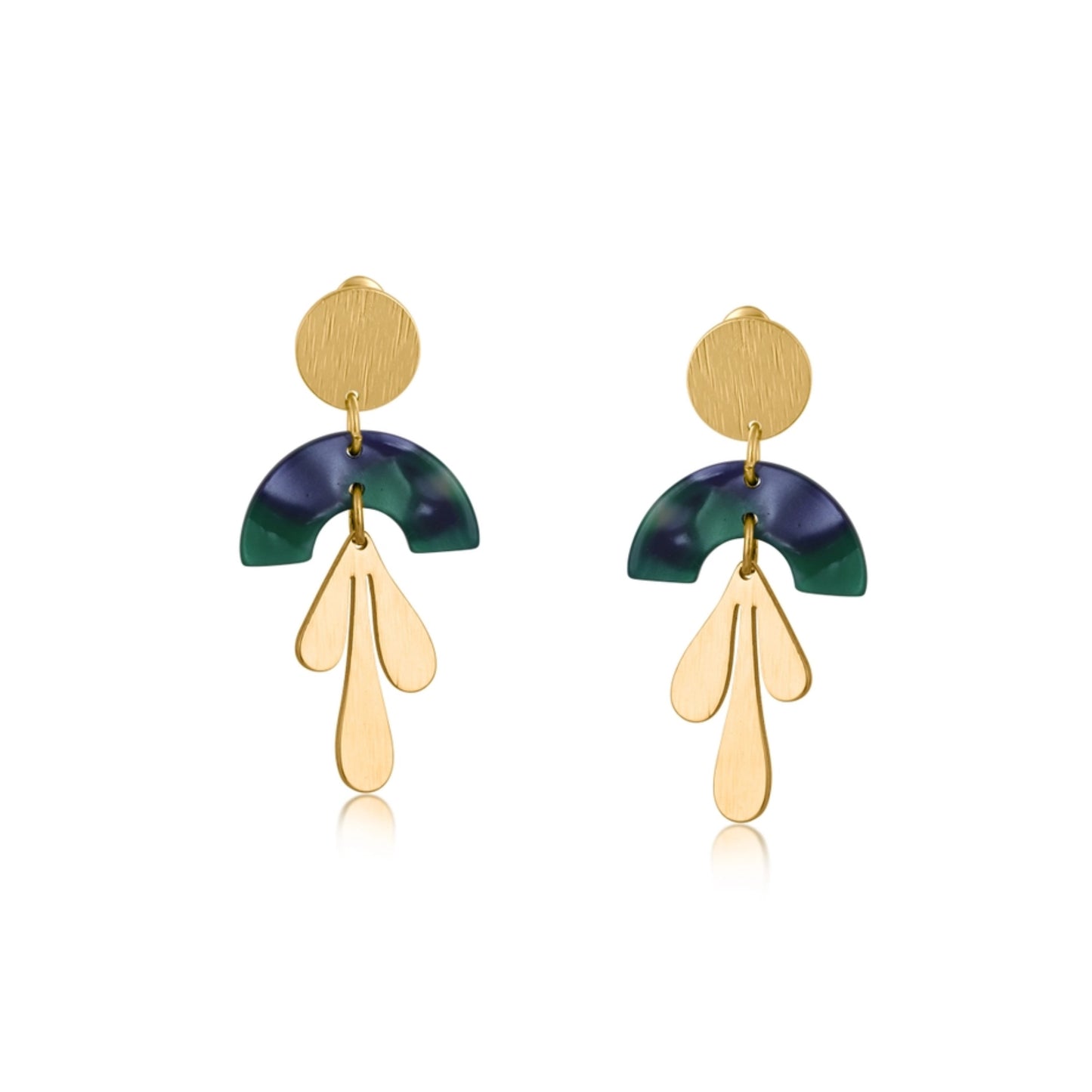 Blue and Green Arc Drop Earrings