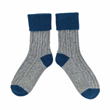  Grey & Teal Cashmere Slouch Socks