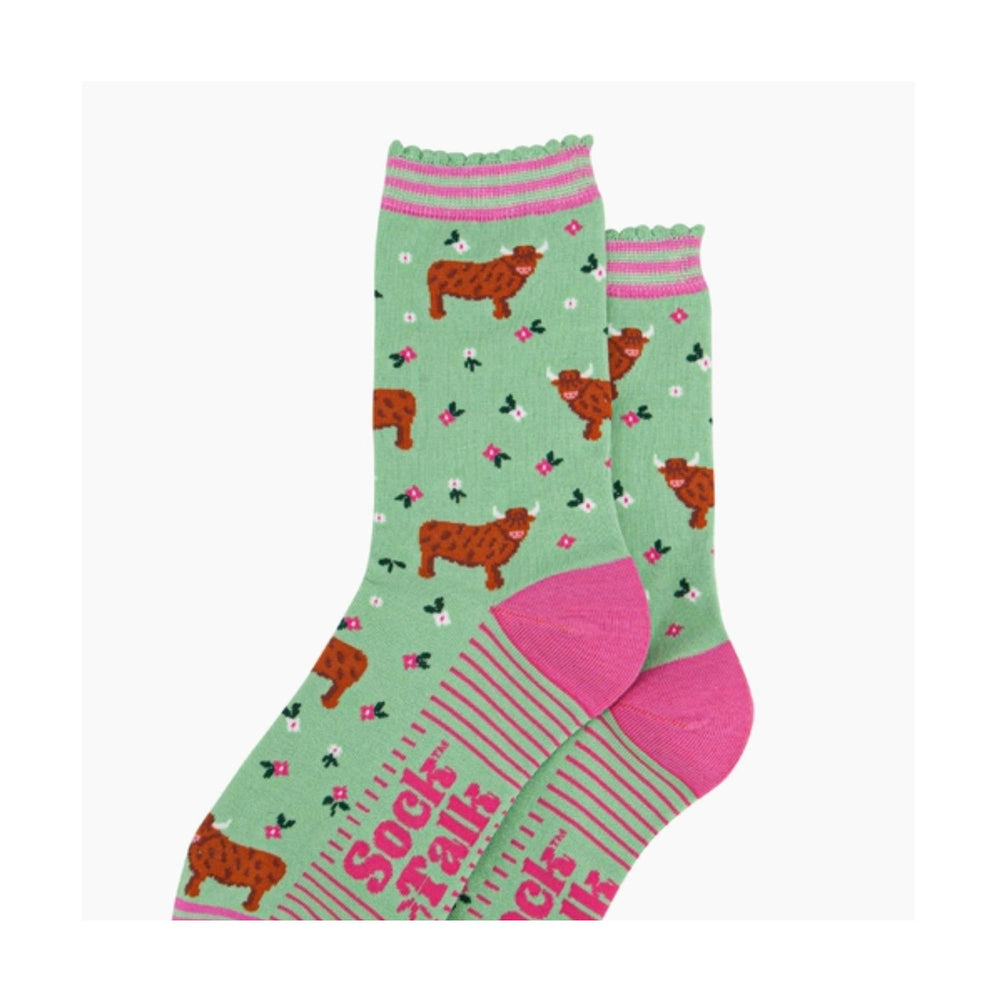 Highland Cow Meadow Socks