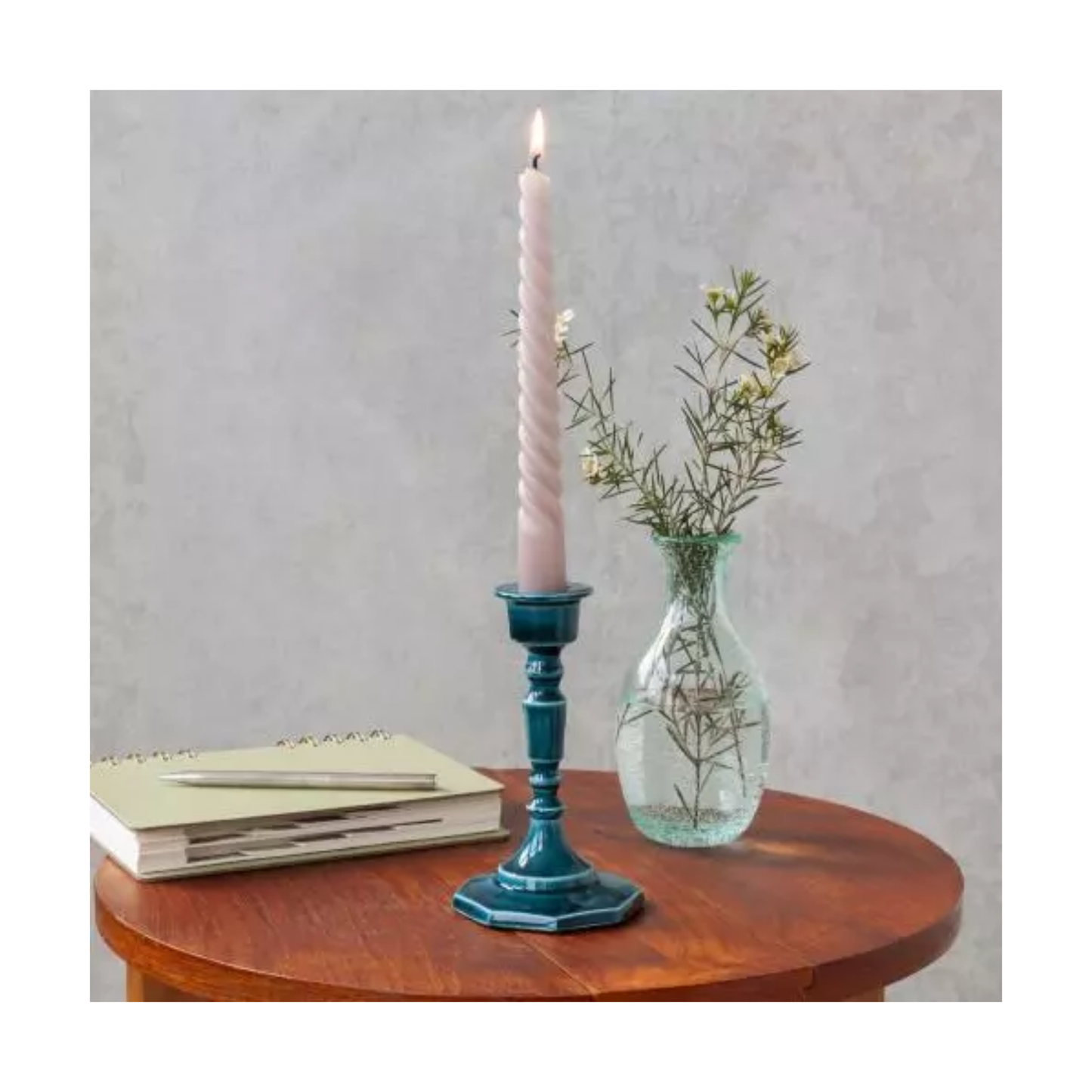 Blue Enamel Candlestick