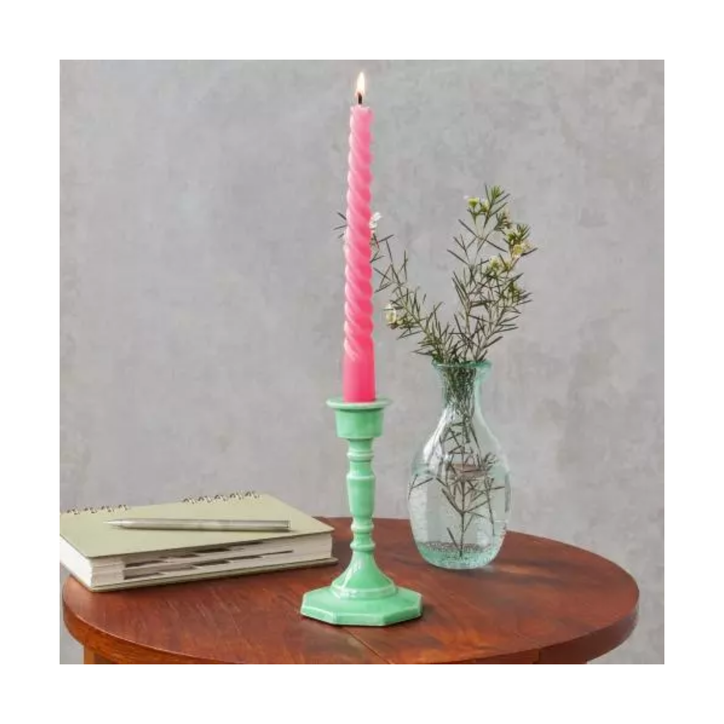Green Enamel Candlestick