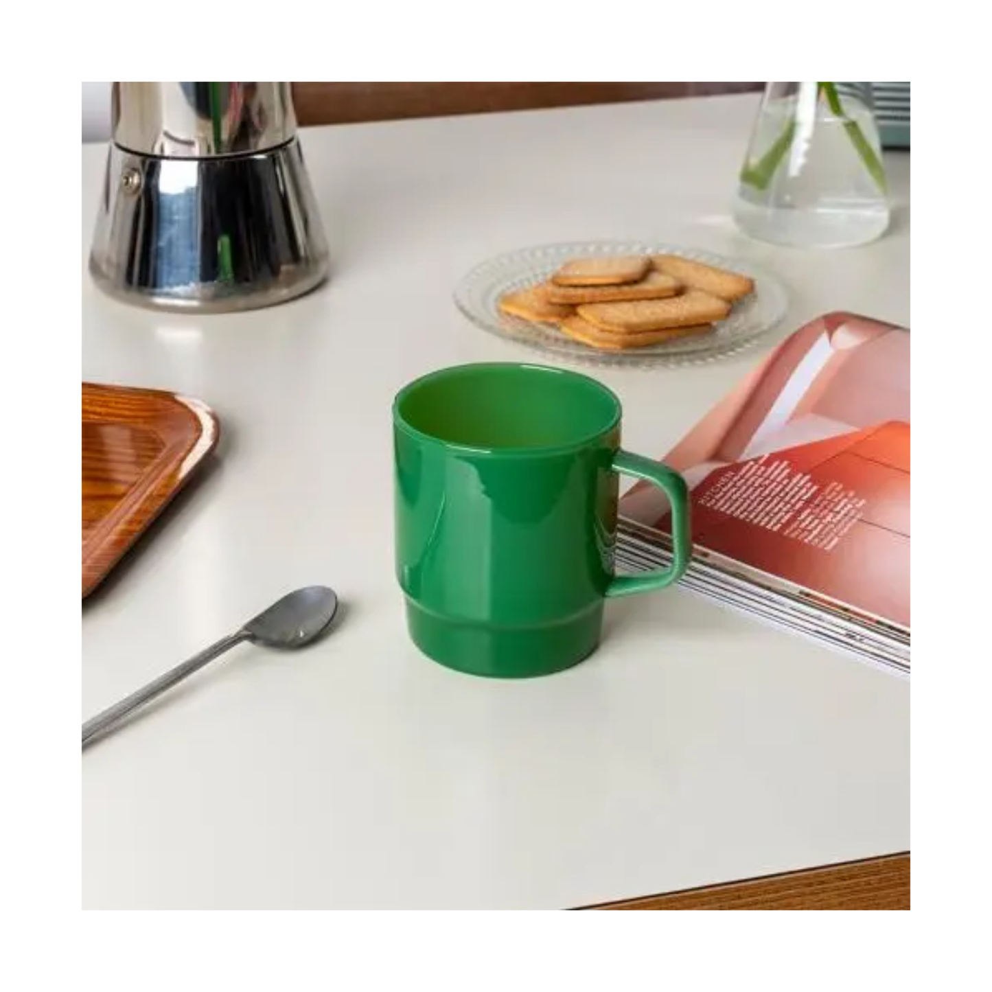 Stacking Glass Coffee Cup - Jade Green