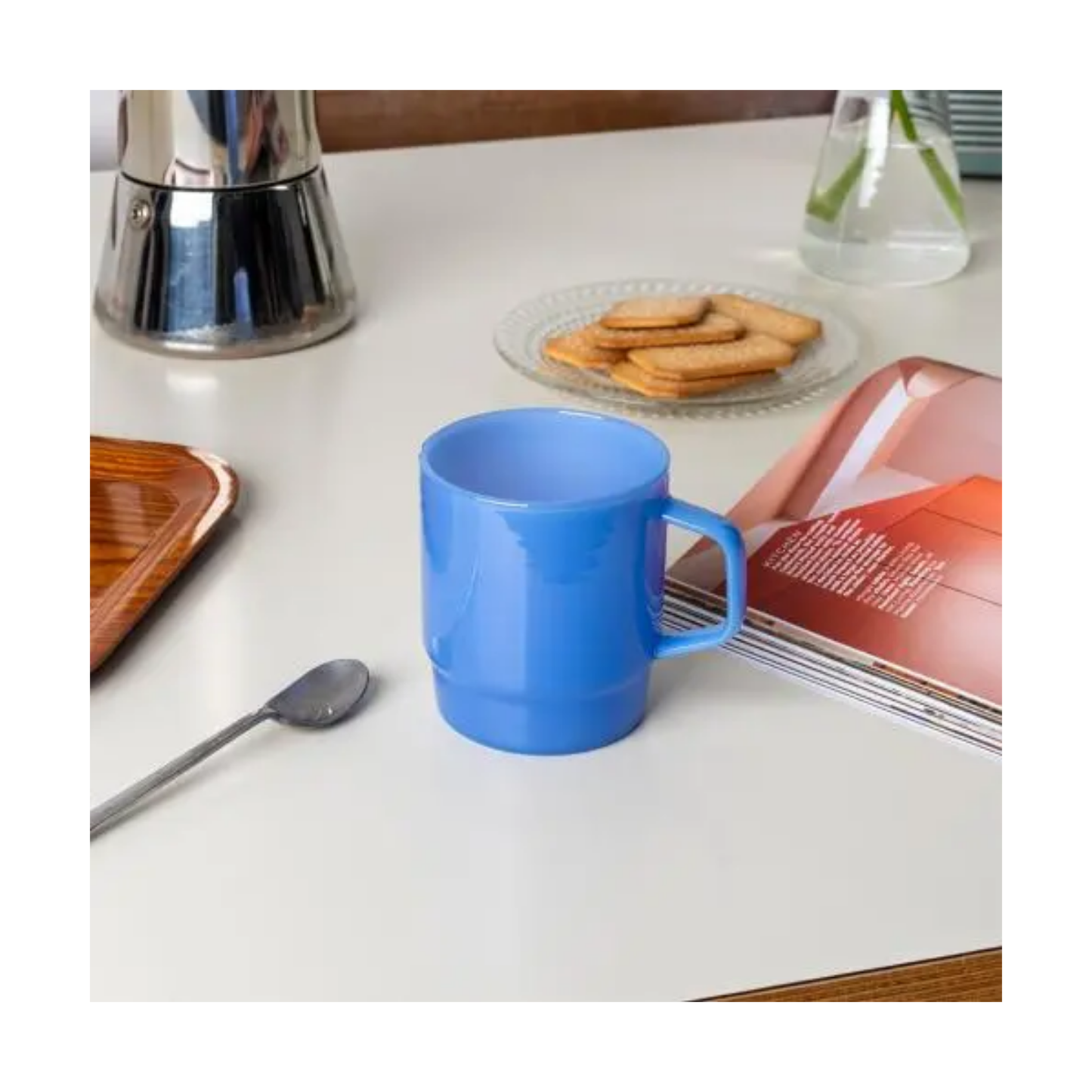 Stacking Glass Coffee Cup - Milky Blue