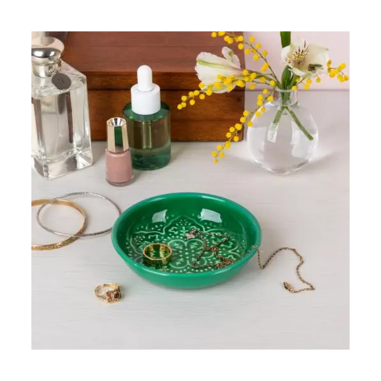 Enamel Trinket Dish - Dark Green