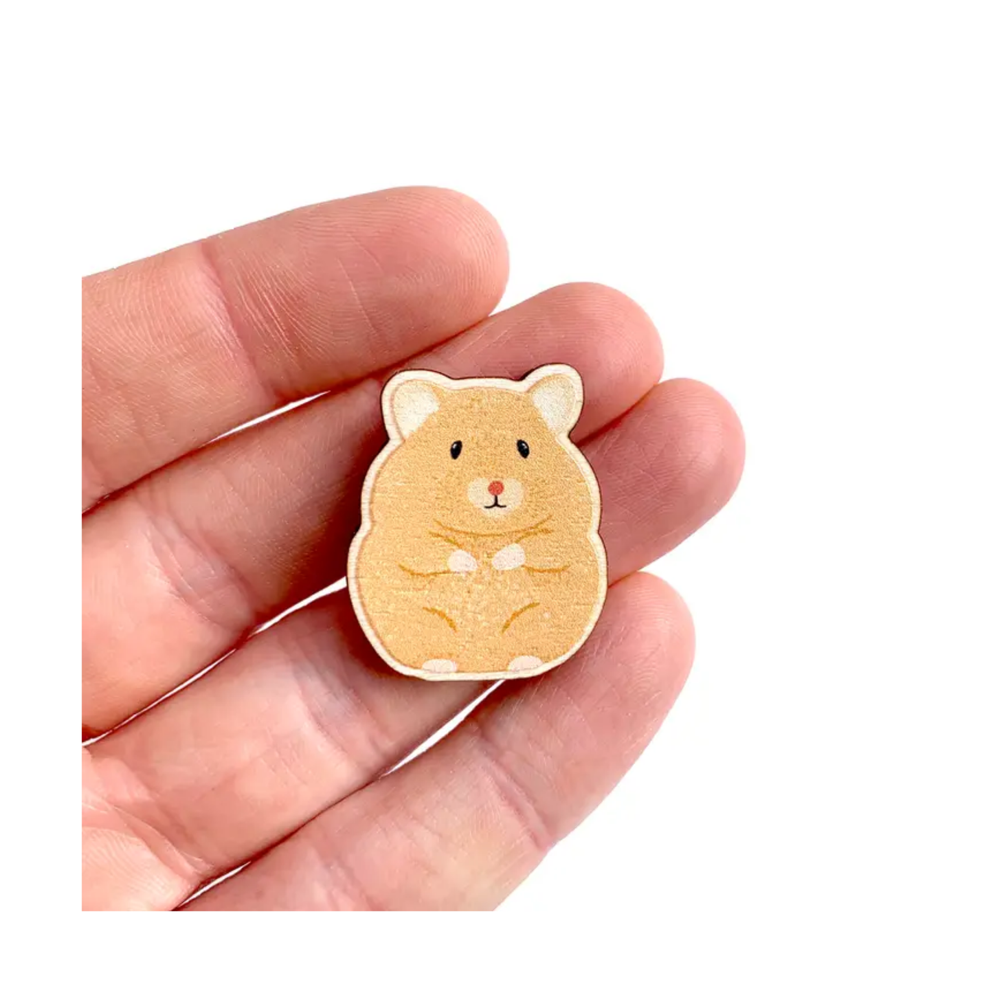 Blonde Hamster Wooden Pin