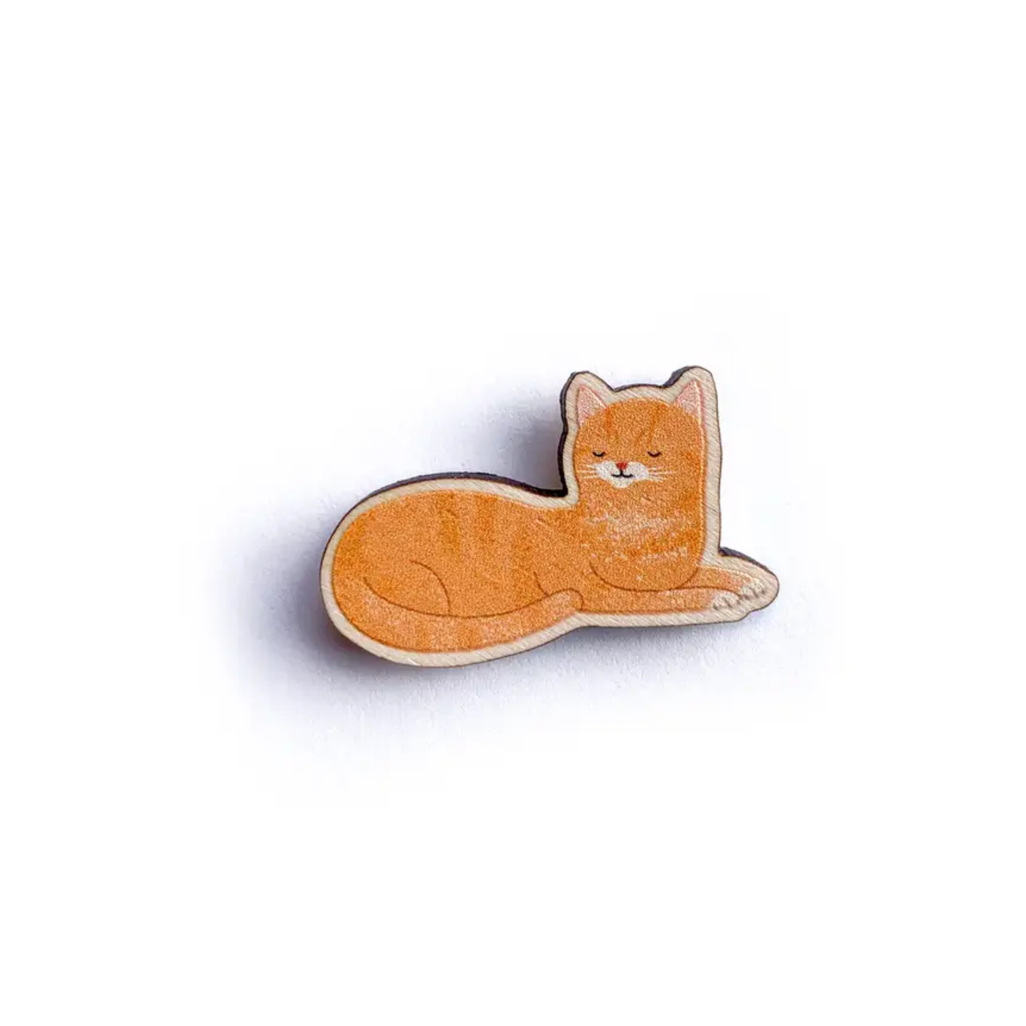 Orange Cat Wooden Pin