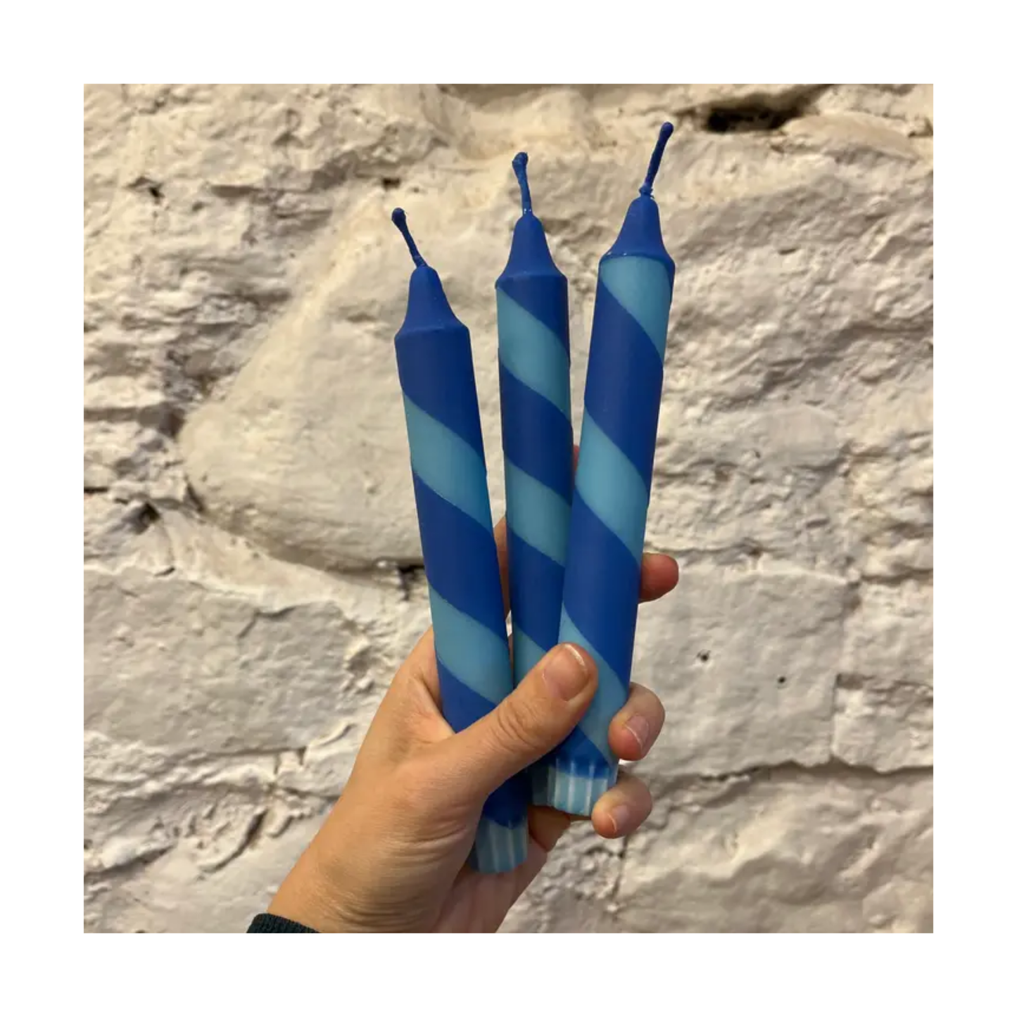 Aqua & Blue Helter Skelter Taper Candle