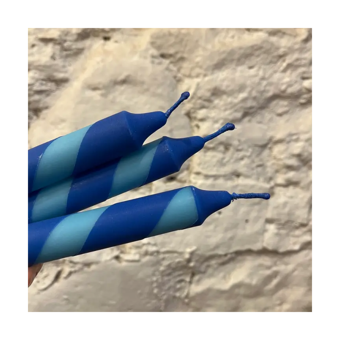Aqua & Blue Helter Skelter Taper Candle