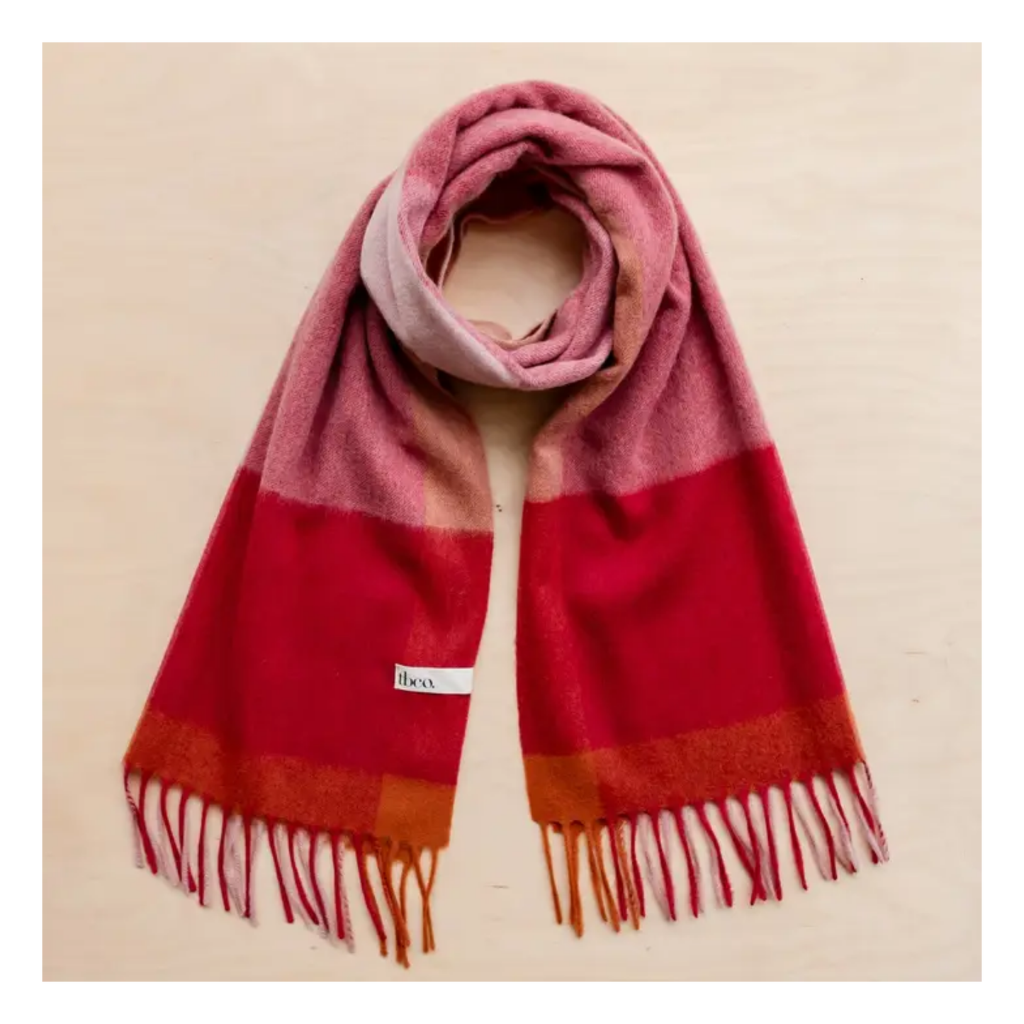 Lambswool Oversized Scarf in Berry Edge Check