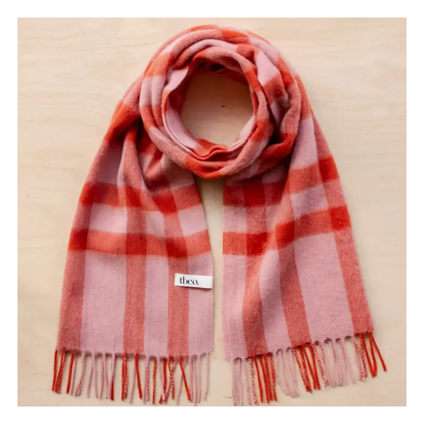 Lambswool Oversized Scarf in Pink Check