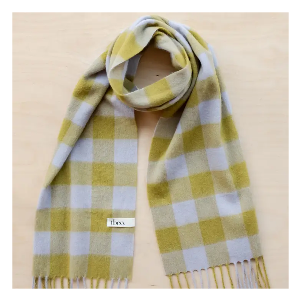 Lambswool Scarf in Avocado Gingham