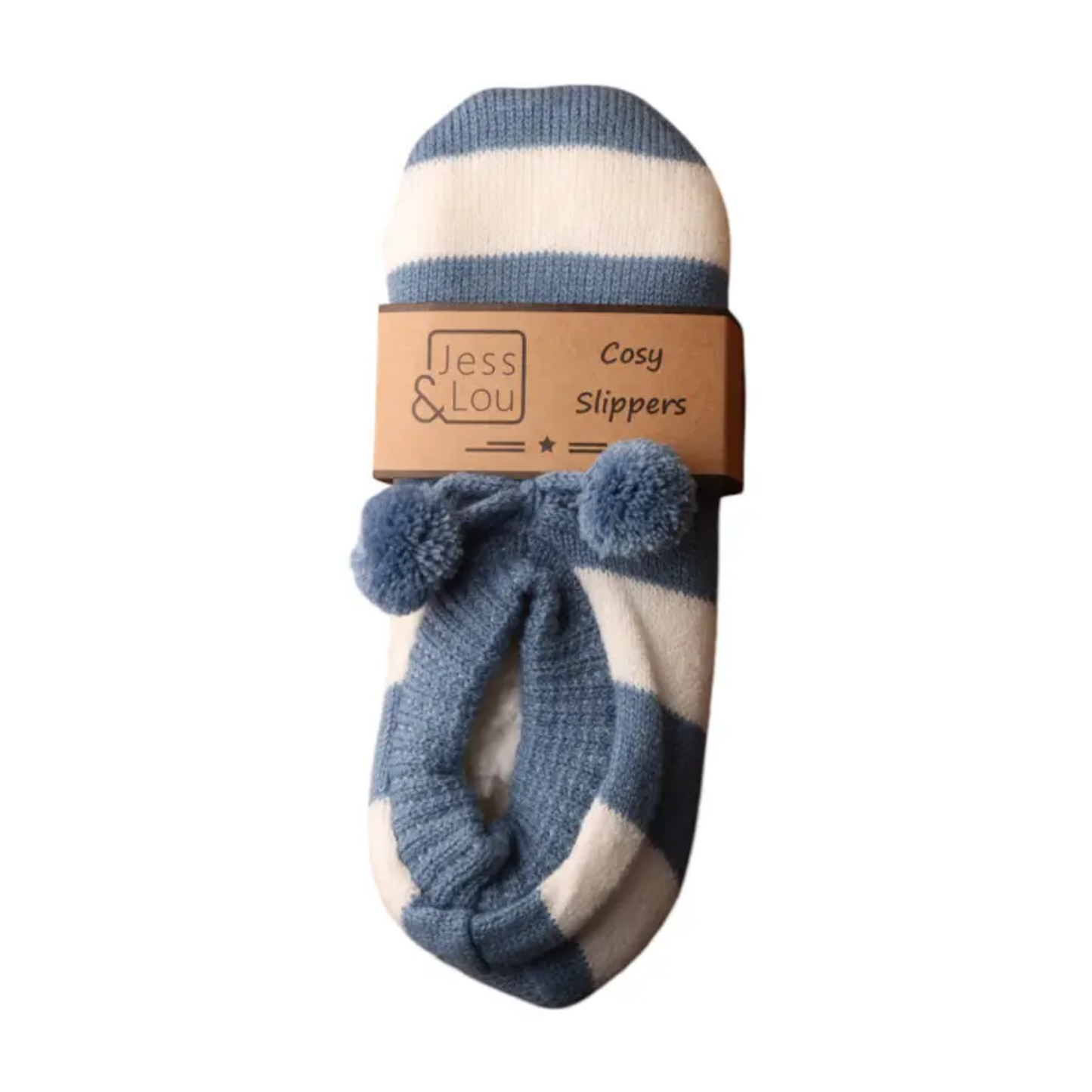 Cornflower Blue & White Stripe Super Cosy Slippers