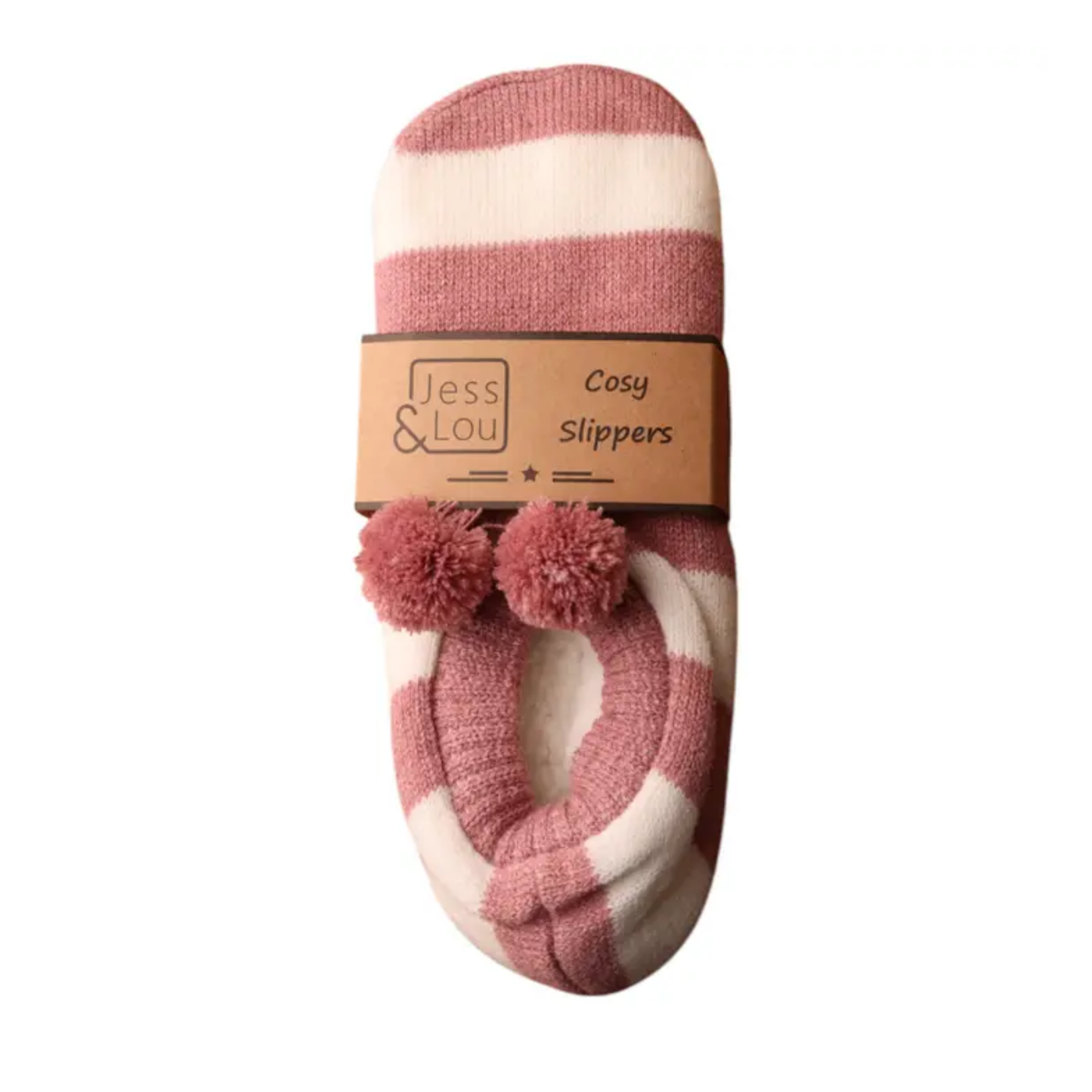 Pink & White Stripe Super Cosy Slippers