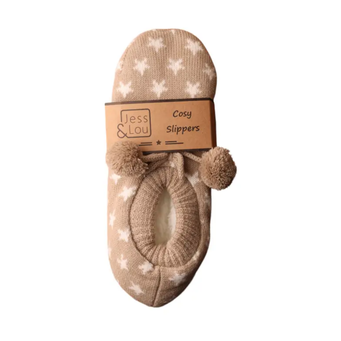 Taupe & White Star Super Cosy Slippers