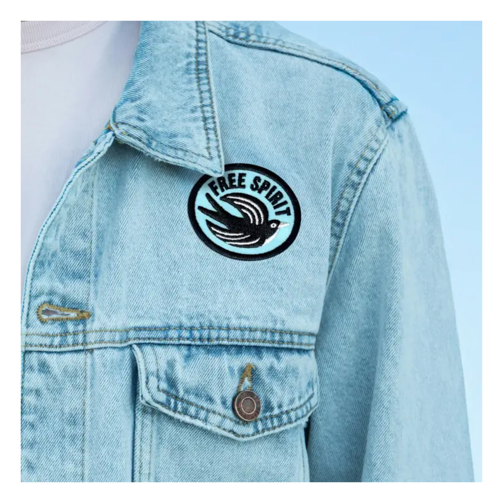 Free Spirit Bird Embroidered Patch Greeting Card