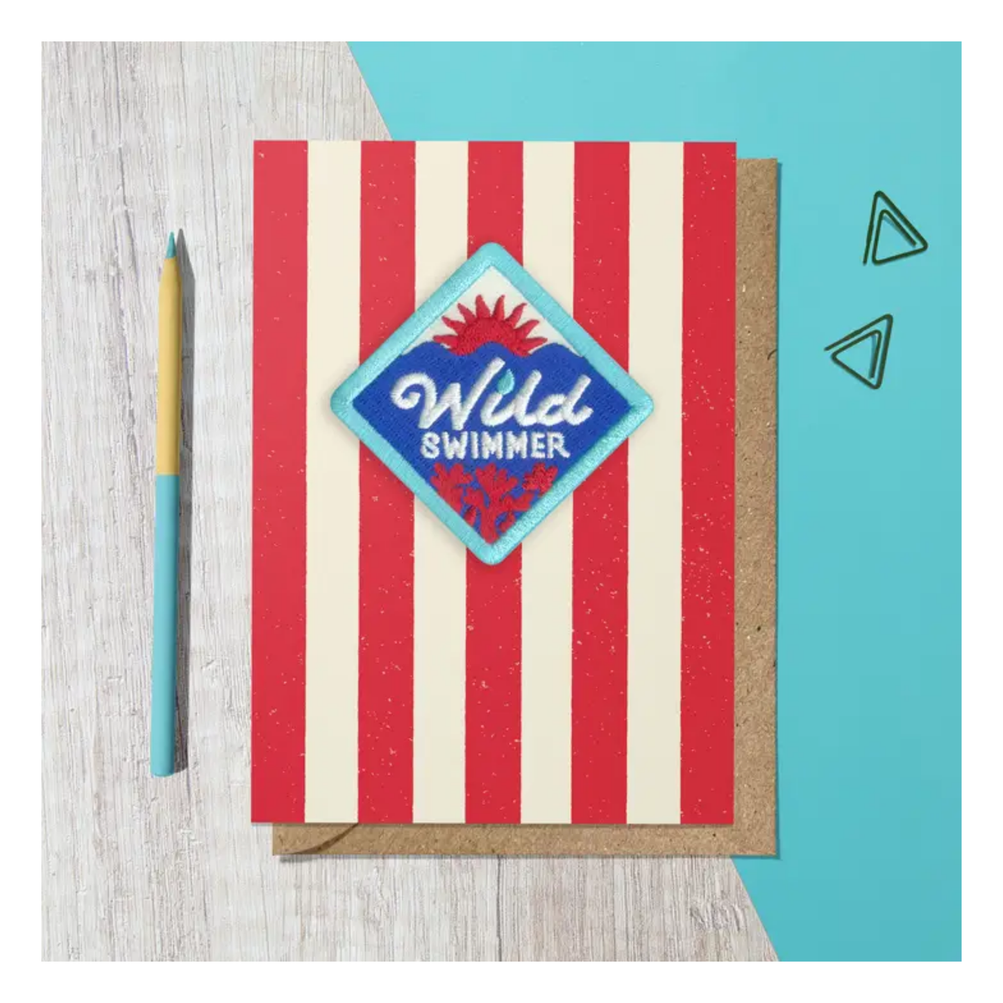 Wild Swimmer Embroidered Patch Greeting Card