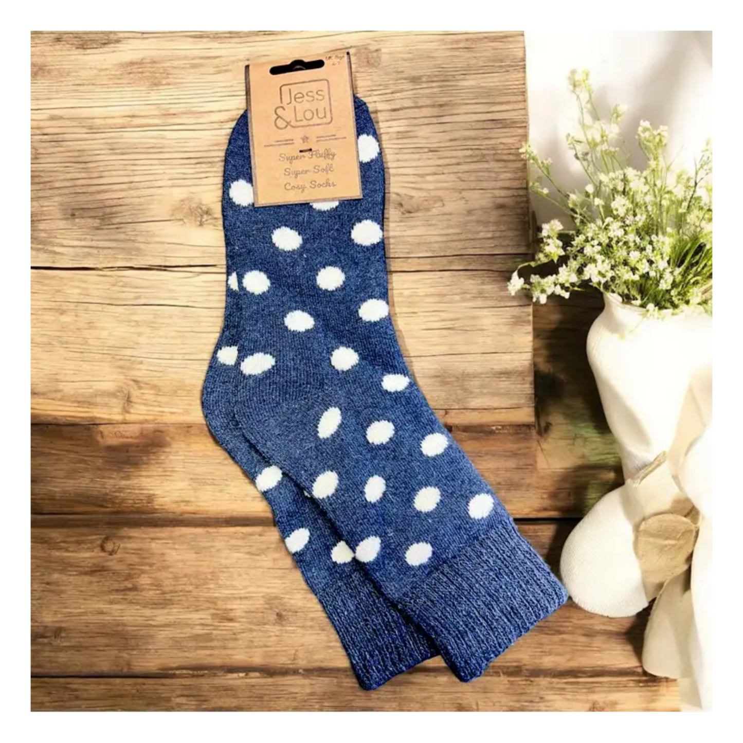 Navy Spot Cosy Socks