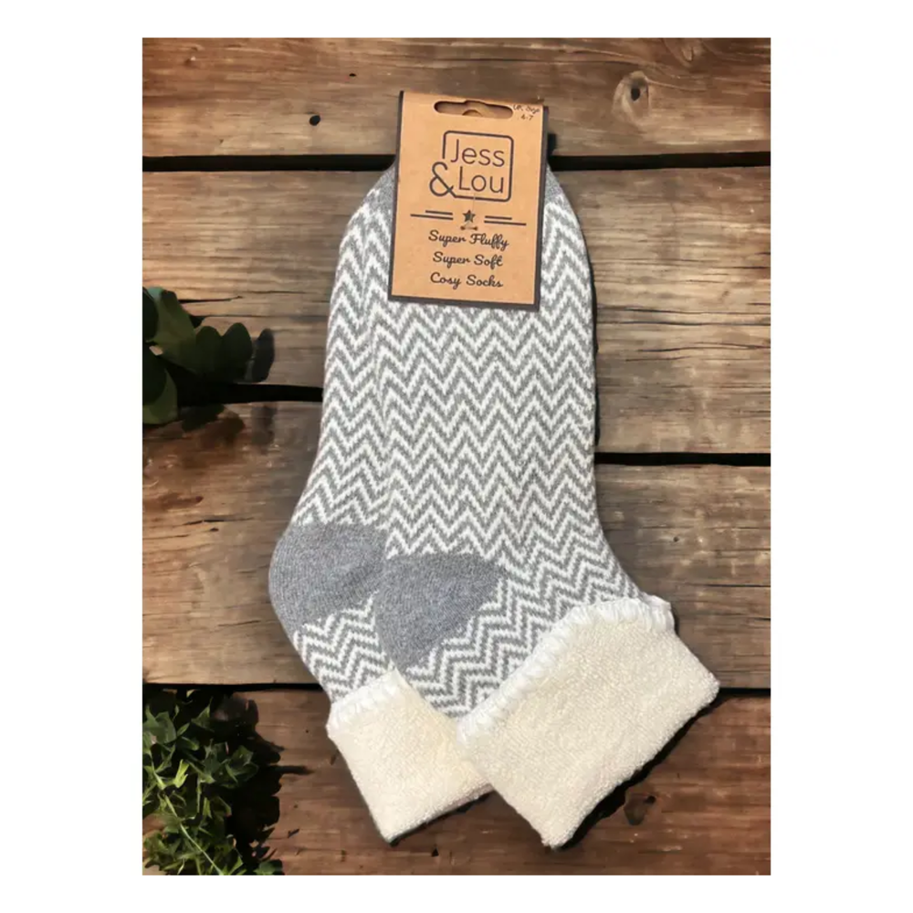 Grey Herringbone Cuff Socks