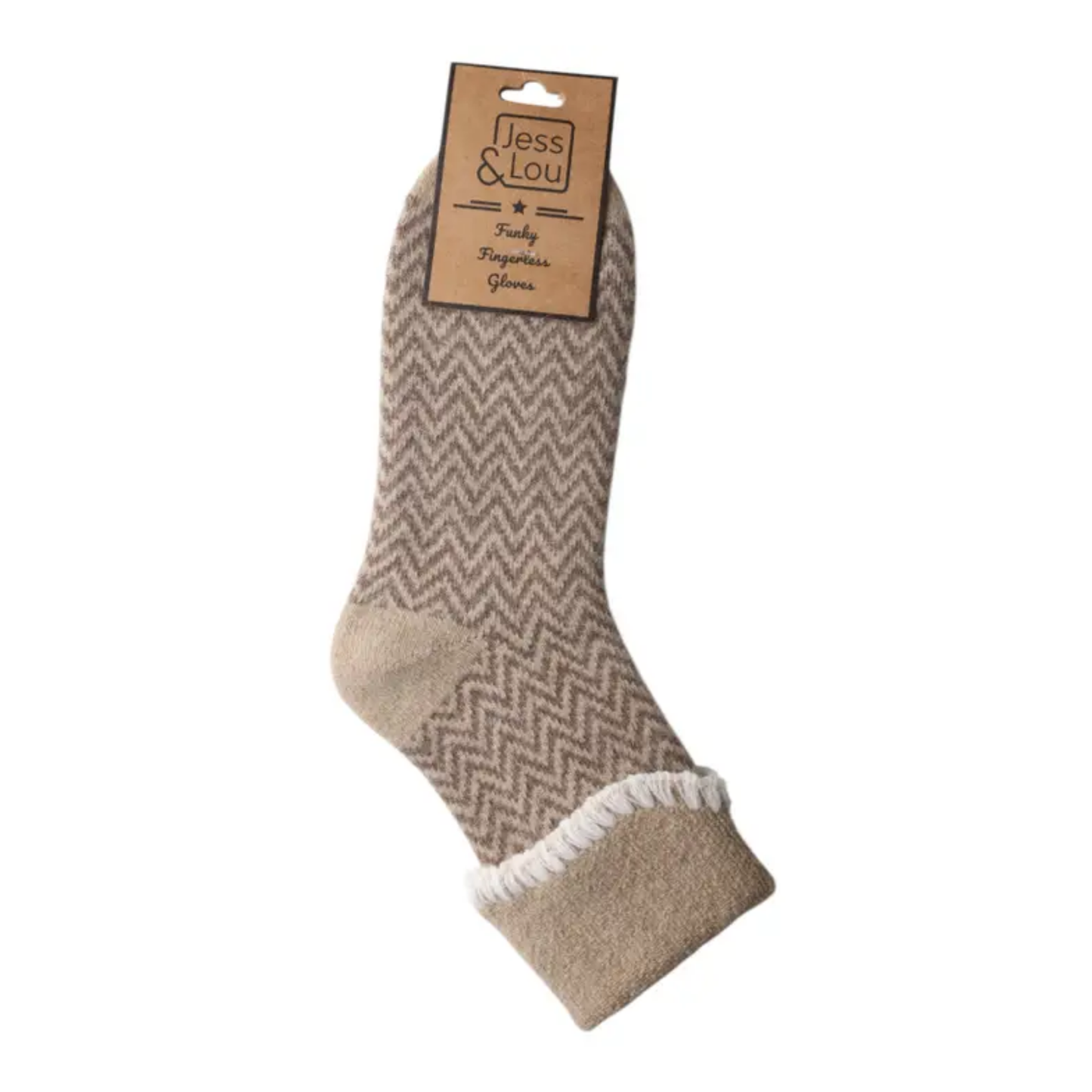 Cappuccino Cuff Herringbone Cosy Socks