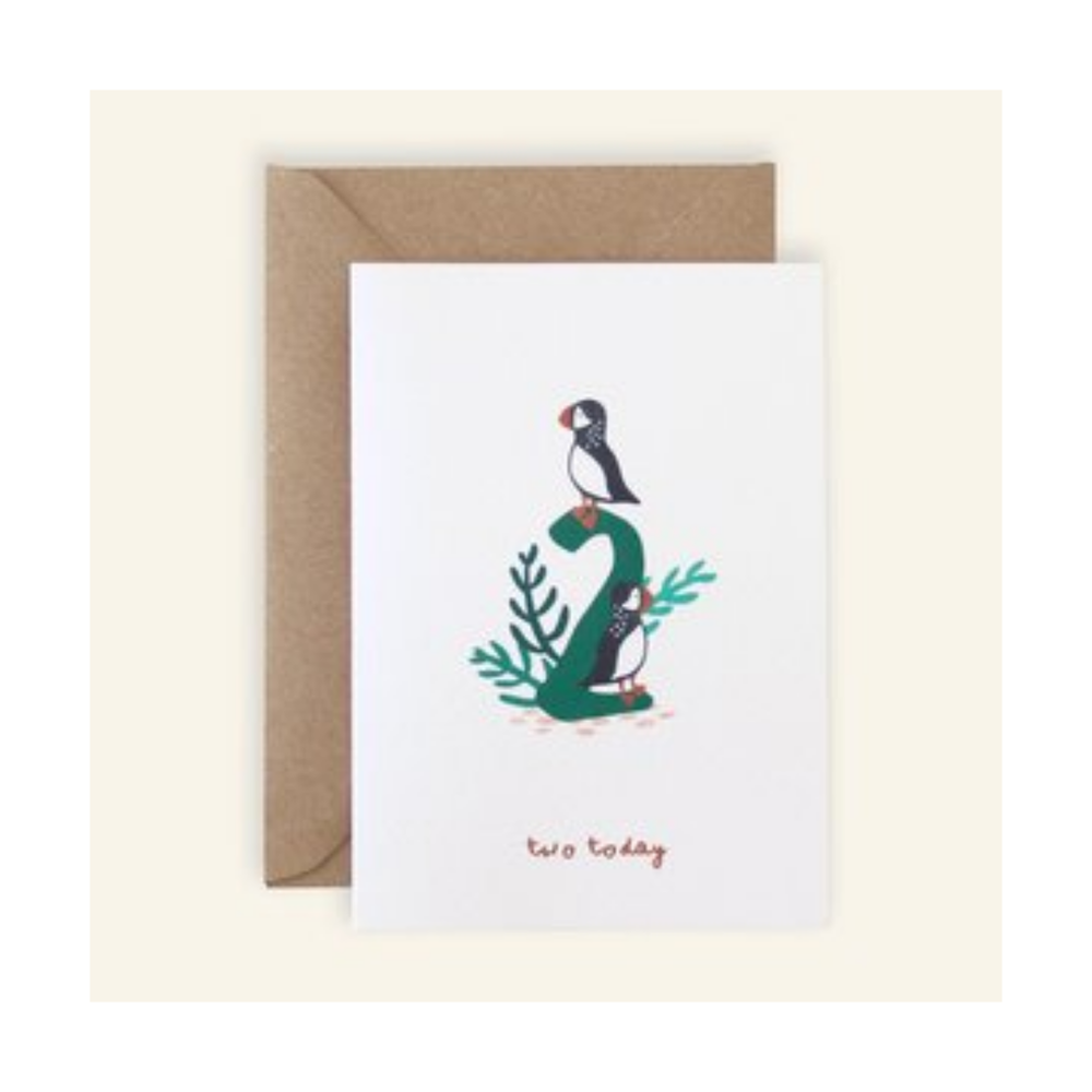 Two Today Puffin Card