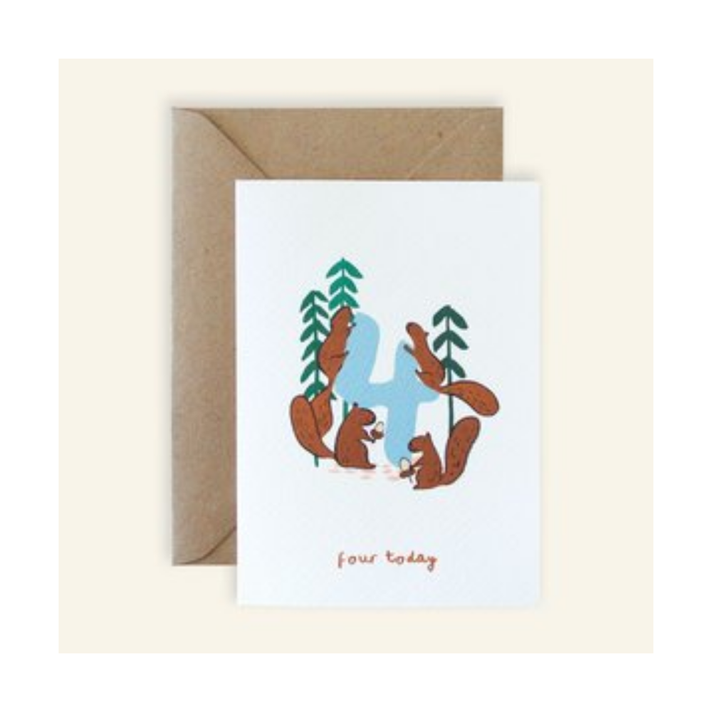 Four Today Squirrel Birthday Card